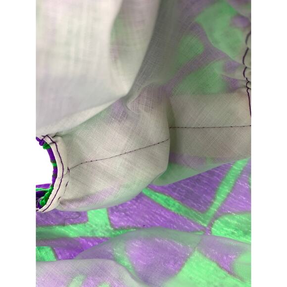 VTG Calypso 4 Pc Play Set Sz S Skirt Tie Top + Bikini Purple Green Floral Print - Picture 14 of 14